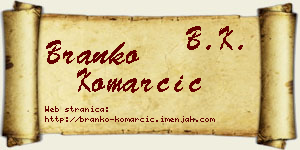 Branko Komarčić vizit kartica